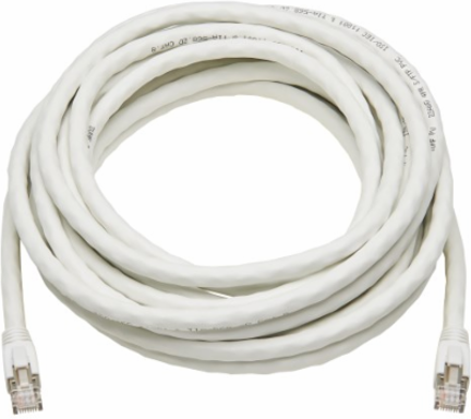 Ethernet Patch Cable, Cat8, S/FTP Shielded, 25G/40G, PoE++, RJ45 M/M, White, 40 ft