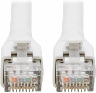 Ethernet Patch Cable, Cat8, S/FTP Shielded, 25G/40G, PoE++, RJ45 M/M, White, 60 ft