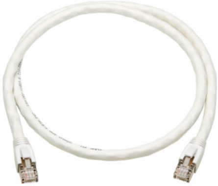 Ethernet Patch Cable, Cat8, SSTP Shielded, 40G, PoE+, RJ45 M/M, White, 2 ft