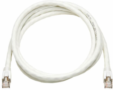 Ethernet Patch Cable, Cat8, SSTP Shielded, 40G, PoE+, RJ45 M/M, White, 7 ft