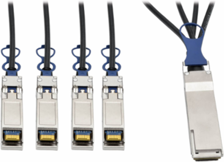 QSFP+ to 10 GbE SFP+ DAC Breakout Cable, 1 m (3 ft.), 40Gbps, MSA Compliant