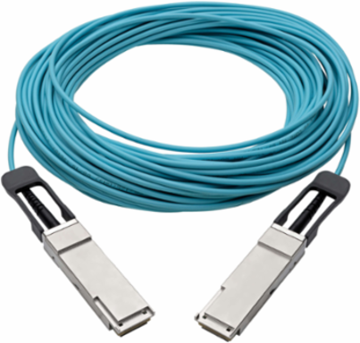 QSFP+ to QSFP+ Active Optical Cable, 40Gb, 15 m (49.2 ft), Aqua