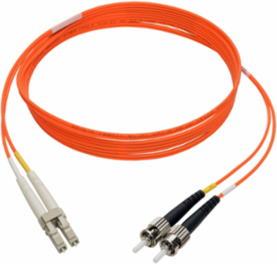 2 Meter Duplex Multimode Fiber Patch Cable, 62.5/125 Micron, LC/ST Connectors