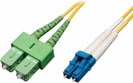 Duplex Singlemode Fiber Patch Cable, 1M (3 ft.), LC to SC/APC, 8.3/125 Micron