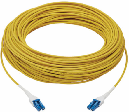 Armored Fiber Optic Cable, 100G Duplex Singlemode 9/125 OS2, LC/LC, LSZH, Yellow, 75 m
