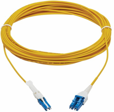 400G Duplex Singlemode 9/125 OS2 Fiber Optic Cable, CS-UPC/LC-UPC, LSZH, Yellow, 10 m