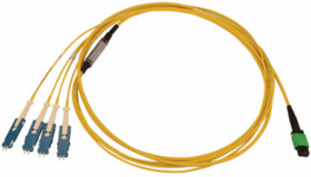 40/100/400G Singlemode 9/125 OS2 Breakout Fiber Optic Cable (12F MTP/MPO-APC to 4x Duplex SN-UPC F/M), LSZH, Yellow, 2 m (6.6 ft.)