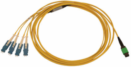 40/100/400G Singlemode 9/125 OS2 Breakout Fiber Optic Cable (12F MTP/MPO-APC to 4x Duplex SN-UPC F/M), LSZH, Yellow, 3 m (9.8 ft.)