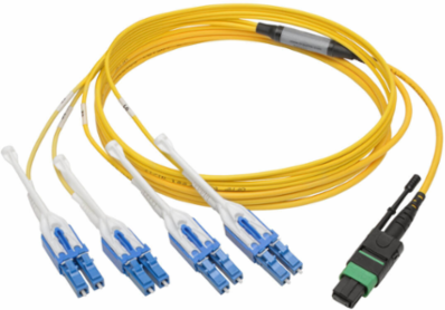 MTP/MPO to 8xLC Singlemode Patch Cable, 3 m, 40/100 GbE, Yellow