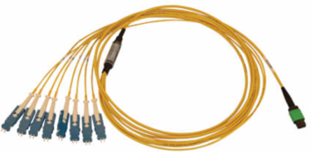 40/100/400G Singlemode 9/125 OS2 Breakout Fiber Optic Cable (16F MTP/MPO-APC to 8x Duplex SN-UPC F/M), LSZH, Yellow, 3 m (9.8 ft.)