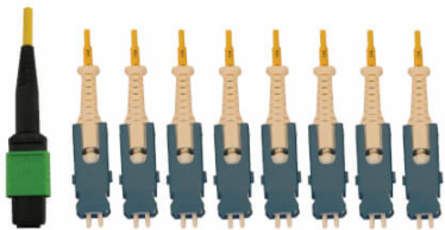 40/100/400G Singlemode 9/125 OS2 Breakout Fiber Optic Cable (16F MTP/MPO-APC to 8x Duplex SN-UPC F/M), LSZH, Yellow, 3 m (9.8 ft.)