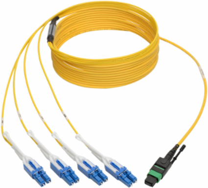5 m MTP/MPO to 8xLC Singlemode Breakout Cable, Yellow, 40/100 GbE
