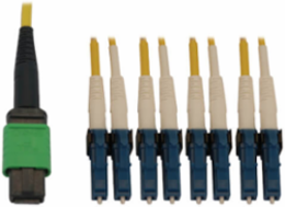 Fiber Optic Cable, MTP/MPO APC to 4x Duplex LC UPC, Singlemode 9/125 OS2, 400G, LSZH, Yellow, 1 m