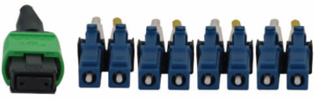 Fiber Optic Cable, MTP/MPO APC to 4x Duplex LC UPC, Singlemode 9/125 OS2, 400G, LSZH, Yellow, 5 m