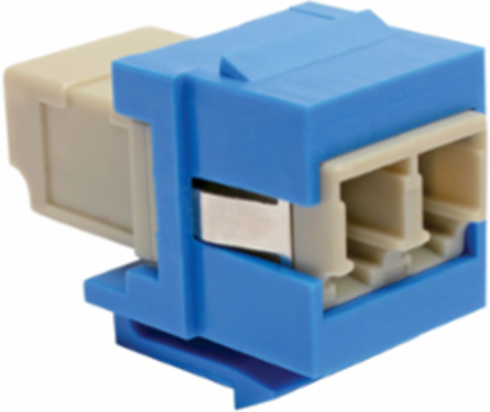 Duplex Multimode Fiber Coupler Keystone Jack LC to LC, Blue, 2 Fibers