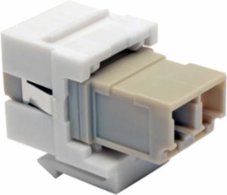 Duplex Multimode LC to LC Fiber Coupler, Keystone Jack, White, 2 Fibers