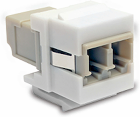 Duplex Multimode LC to LC Fiber Coupler, Keystone Jack, White, 2 Fibers