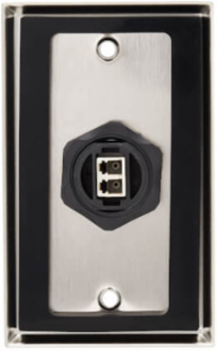 Rigid Industrial Duplex Multimode Fiber Optic Coupler, LC/LC, IP68, Black