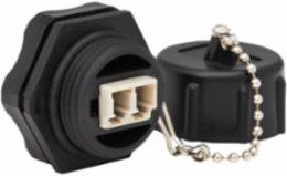 Rigid Industrial Duplex Multimode Fiber Optic Coupler, LC/LC, IP68, Black