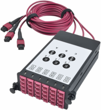 40/100Gb OM4 Fiber Breakout Cassette, 12 LC Ports, 3 x 2M MTP Cables