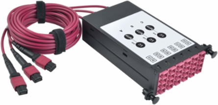 40/100Gb OM4 Fiber Breakout Cassette, 12 LC Ports, 3 x 2M MTP Cables