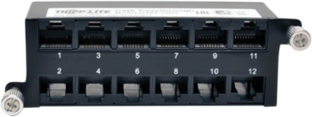 Cat6a Pass-Through Cassette with 12 RJ45 Ports, 10 Gbps Speeds