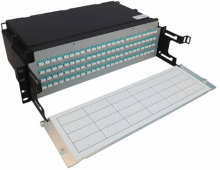 Preloaded Fiber Patch Panel, 3U - 24x (12F MTP/MPO-PC to 4x LC Duplex F/F) 8F Trunk Cables, OM4 Multimode, 10 m (32.8 ft.)