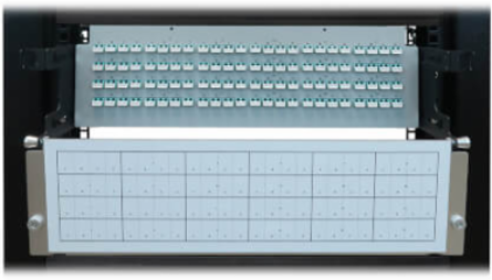 Preloaded Fiber Patch Panel, 3U - 24x (12F MTP/MPO-PC to 4x LC Duplex F/F) 8F Trunk Cables, OM4 Multimode, 10 m (32.8 ft.)