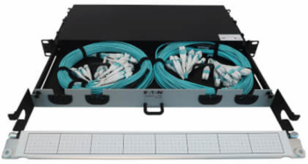 Preloaded Fiber Panel, 1U - 2x (12x LC/LC Duplex M/M) 24F Trunk Cables, OM4 Multimode, 10 m (32.8 ft.)