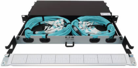 Preloaded Fiber Panel, 1U - 2x (12x LC/LC Duplex M/M) 24F Trunk Cables, OM4 Multimode, 20 m (65.6 ft.)