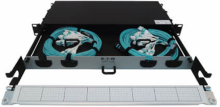 Preloaded Fiber Panel, 1U - 2x (24F MTP/MPO-PC to 12x LC Duplex F/M) 24F Trunk Cables, OM4 Multimode, 10 m (32.8 ft.)