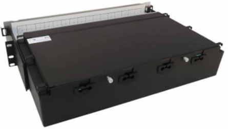 Preloaded Fiber Patch Panel, 2U - 32x (12F MTP/MPO-PC to 4x LC Duplex F/F) 8F Trunk Cables, OM4 Multimode, 3 m (9.8 ft.)