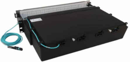 Preloaded Fiber Patch Panel, 2U - 32x (12F MTP/MPO-PC to 4x LC Duplex F/F) 8F Trunk Cables, OM4 Multimode, 3 m (9.8 ft.)
