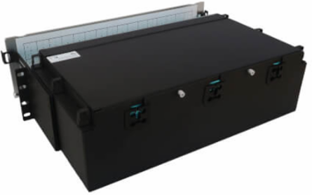 Preloaded Fiber Patch Panel, 3U - 48x (12F MTP/MPO-PC to 4x LC Duplex F/F) 8F Trunk Cables, OM4 Multimode, 5 m (16.4 ft.)