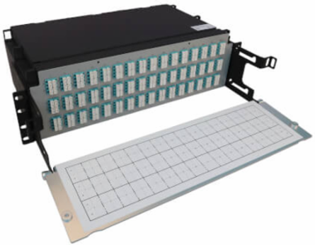 Preloaded Fiber Patch Panel, 3U - 48x (12F MTP/MPO-PC to 4x LC Duplex F/F) 8F Trunk Cables, OM4 Multimode, 5 m (16.4 ft.)