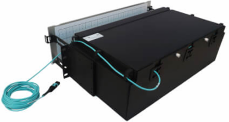 Preloaded Fiber Patch Panel, 3U - 48x (12F MTP/MPO-PC to 4x LC Duplex F/F) 8F Trunk Cables, OM4 Multimode, 5 m (16.4 ft.)