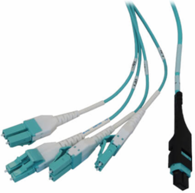 Preloaded Fiber Panel, 1U - 4x (12F MTP/MPO-PC to 4x LC Duplex F/M) 8F Trunk Cables, OM4 Multimode, 10 m (32.8 ft.)