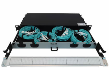 Preloaded Fiber Panel, 1U - 4x (12F MTP/MPO-PC to 4x LC Duplex F/M) 8F Trunk Cables, OM4 Multimode, 10 m (32.8 ft.)
