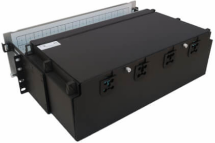 Preloaded Fiber Patch Panel, 3U - 64x (12F MTP/MPO-PC to 4x LC Duplex F/F) 8F Trunk Cables, OM4 Multimode, 3 m (9.8 ft.)