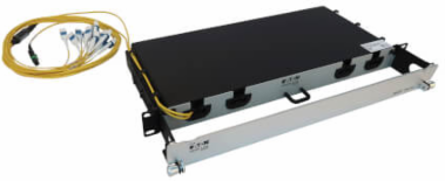 Preloaded Fiber Panel, 1U - 2x (24F MTP/MPO-APC to 12x LC Duplex F/M) 24F Trunk Cables, OS2 Singlemode, 20 m (65.6 ft.)