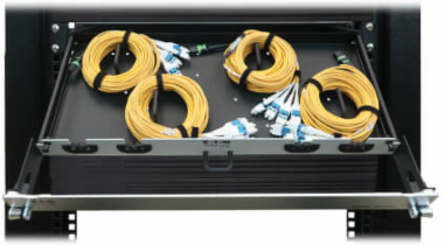 Preloaded Fiber Panel, 1U, 4x MTP/MPO-APC to LC Duplex Trunk Cables, 8F OS2 Singlemode, 10 m