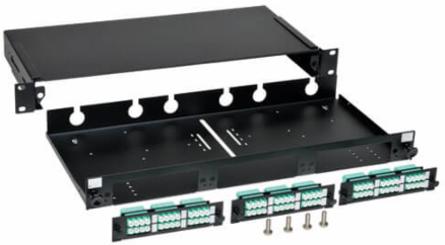36-Port Fiber Patch Panel Enclosure, 1U Rack-Mount, LC/LC, Black