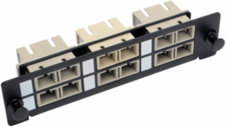 High-Density Fiber Adapter Panel, 6 SC Duplex Connectors, 1.2 Inch Steel
