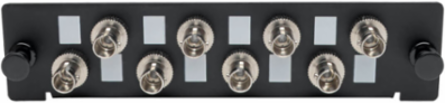High-Density Fiber Adapter Panel, 8 ST Simplex Connectors, Black