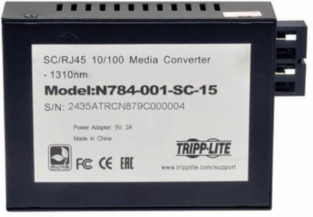 10/100 SC Singlemode Media Converter, 15km, Auto-Negotiation, AC Adapter