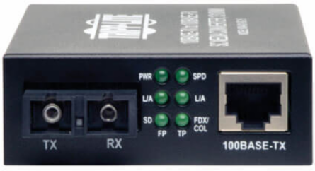 10/100 SC Singlemode Media Converter, 15km, Auto-Negotiation, AC Adapter