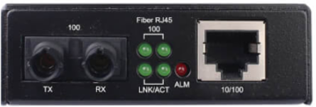 Hardened Copper to Fiber Media Converter, 10/100 Mbps, RJ45/ST Multimode, -10 to 60C, 2 km, TAA