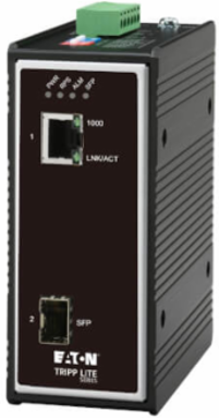 Industrial Gigabit Fiber to Ethernet Media Converter, RJ45/SFP, -40 to 75C, DC Power, TAA