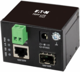 Unmanaged Industrial Gigabit Fiber to Ethernet Media Converter, RJ45/SFP, -40 to 75C, DC Power, TAA