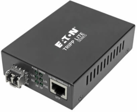 Gigabit Multimode Fiber to Ethernet Media Converter, PoE+, LC, International Power, 850 nm, 550 m